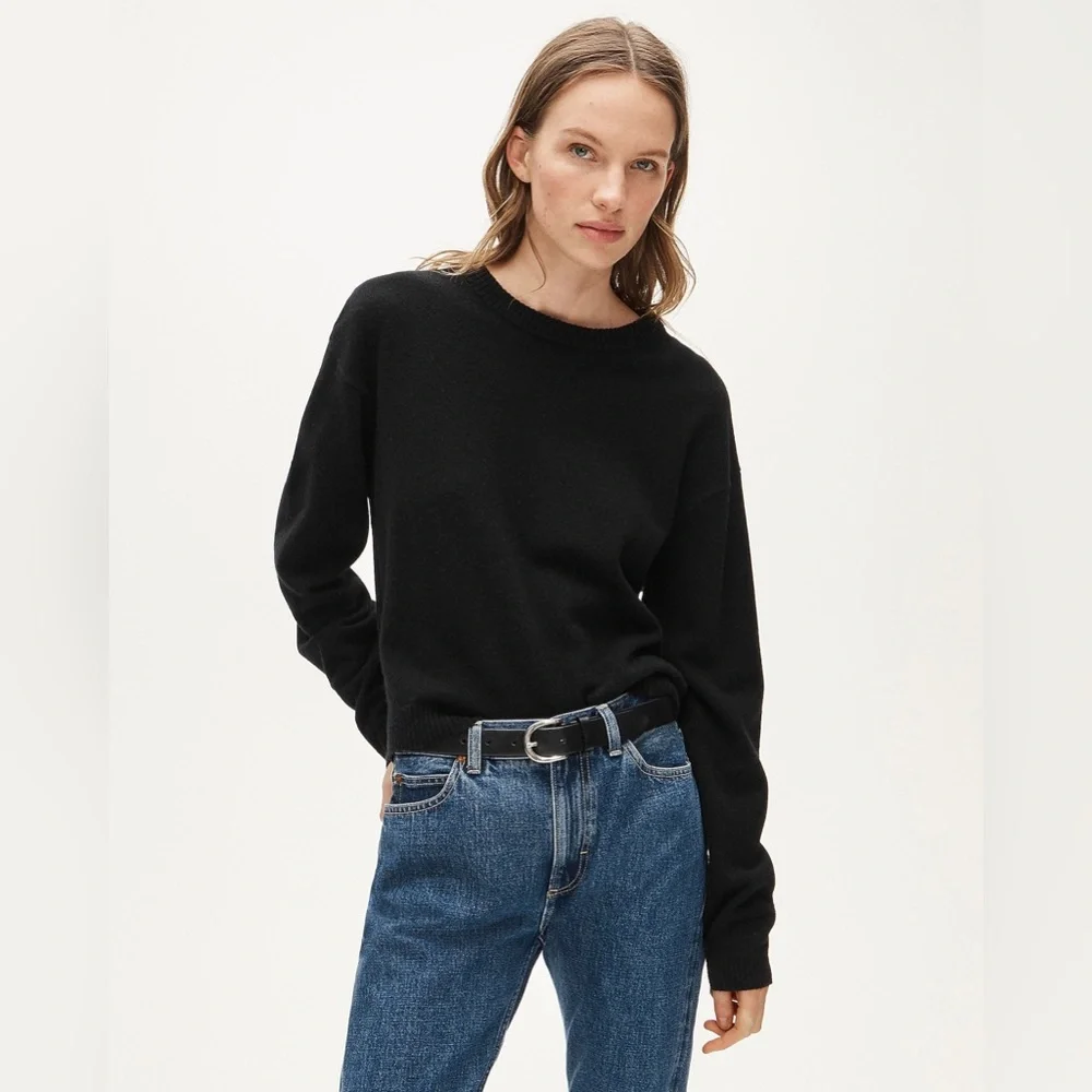 NWT J.Crew Perfect Cashmere Crewneck Sweater in Black